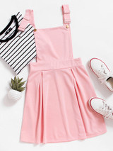 Pleated Zip Up Back Pinafore Dress