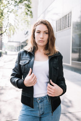 Women's Leather Bomber Jacket