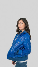 Womens Leather Bomber Jacket