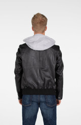 Men's Hooded Leather Bomber Jacket