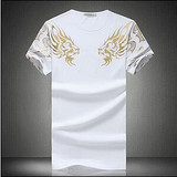 Casual Patchwork Short Sleeve T Shirt , Slim Fit Hip-Hop Top Tees for men