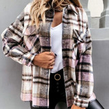 Plaid Blouse Button Long Sleeve Female Shirts Jacket