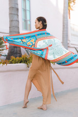 Blanket Scarf in Geometric Floral Print