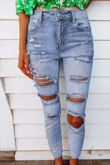 Light Wash Skinny Hole Jeans