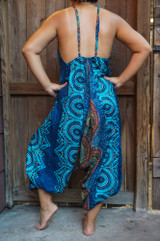 Teal Mandala Boho Hippie Jumpsuit Rompers