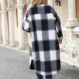 Plaid Woolen Long Coat Jacket