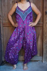 Purple Peacock Boho Hippie Jumpsuit Rompers