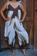 White Peacock Boho Hippie Jumpsuit Rompers