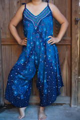 Blue Peacock Boho Hippie Jumpsuit Rompers