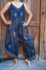 Blue Peacock Boho Hippie Jumpsuit Rompers