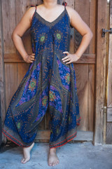 Blue Peacock Boho Hippie Jumpsuit Rompers
