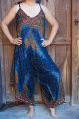 Blue Peacock Boho Hippie Jumpsuit Rompers