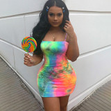 Sexy Sleeveless Slip Bodycon Dress Female Printed Wrap