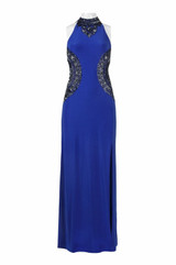 Embellished Halter NEck Zipper Back Embellished