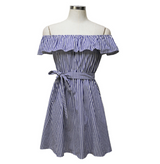 Women's sexy one-shoulder-stripe dress