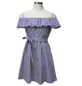 Women's sexy one-shoulder-stripe dress