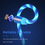 LED Glow Flowing magnetic Charger usb cable Type C Micro USB C 8 Pin Charging for iPhone android magnetic Cable Charge Wire Cord