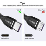 Venroii Fast Charging USB Type C Cable Mobile Phone Cord USBC Cabo 5A Supercharge QC3.0 Wire for Honor Huawei Mate 20 10 P30 Pro