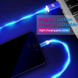 Flowing Glowing Magnetic Cable Micro usb Type C Charging Adapter Phone Micro usb Type-C Magnet Charger usb c For iphone Samsung