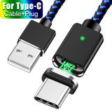 OLAF Magnetic Charger USB Data Cable For iPhone Micro USB Type C Mobile Phone Fast Chargeing Magnet Charger USB Cable 3 Plug