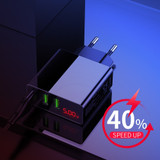 USAMS 3 Port USB Phone Charger LED Display EU Plug Total Max 3A Smart Fast Charger Mobile Wall Charger for iPhone iPad Samsung