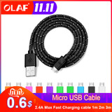 OLAF Micro USB Cable 3m micro usb phone charging cord Fast Charging Cable For Samsung Huawei Xiaomi Android USB Charger Cord