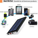 HOT Solar Power Bank 30000mah External Battery 2 USB LED Powerbank Portable Mobile phone Solar Charger for Xiaomi iphone huawie