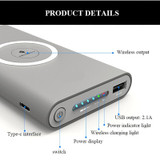 30000mah Wireless power bank  for iPhone X Xs MAX XR 8 QI wireless charger power bank for Samsung S8 S9 Note 9 8