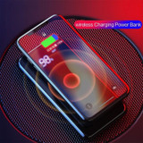 Ultra-thin Qi Wireless power bank 30000mah for iPhone X Xs MAX XR 8 wireless charger power bank for Samsung S8 S9 fast charger (Black)