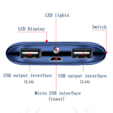 20000mah Power Bank External Battery PoverBank 2 USB LED Powerbank Portable Mobile phone Charger for Xiaomi MI iphone 7 8 XR 11
