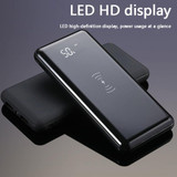 QI Wireless Charger For iPhone Samsung 20000mah Power Bank External Battery Bank Built-in Wireless Charger Powerbank Portable (Black)