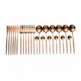 24Pcs/Set Black Gold Cutlery Set 304Stainless Steel Dinnerware Set Fork Spoon Knife Dining Sets Kitchen Dinnerware Tableware Set