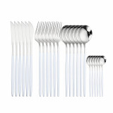 24Pcs/Set Black Gold Cutlery Set 304Stainless Steel Dinnerware Set Fork Spoon Knife Dining Sets Kitchen Dinnerware Tableware Set