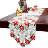 38*176CM Christmas Embroidered Table Runner Hollow Embroidered Tablecloth Home Dining Table Coffee Table Decoration Tablecloth