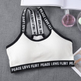 Letter Sports Bra Top Push Up Fitness Running Yoga Bra Underwear Cotton Sport Tops For Women Gym Wear Solid Women Sportswear