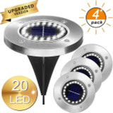 4Pack Solar Garden Lights 16/20 LED Solar Ground Lights Waterproof Light Underground Sensing Landscape Lights for Lawn Pathway