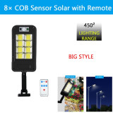 ROMWISH Powerful Remote Control COB Solar Light Led Outdoor Solar Lamp PIR Motion Sensor Garden Wall Street Lights Decorative