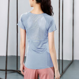 2020 Fashion Women Summer T-Shirts Slim  Sports Fitness Yoga Short Sleeve Yoga Top Yoga Pants Mesh Womens Gym Shirt Sport Wear