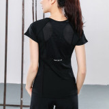 2020 Fashion Women Summer T-Shirts Slim  Sports Fitness Yoga Short Sleeve Yoga Top Yoga Pants Mesh Womens Gym Shirt Sport Wear