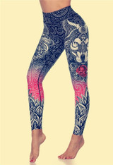 LI-FI Original Wolf Print Leggings Women Yoga Pants Gym Leggings Fitness Sports Wear Elastic Tight Yoga Leggings