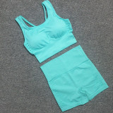 2 Piece Set Women Seamless Energy Yoga Sets Women Sports Bra Fitness Clothing+High Waist Gym Shorts Sport Suit Wear Workout Set