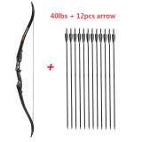 Archery 56" Takedown Hunting Recurve Bow Metal Riser Right Hand Black Longbow with carbon arrow and arrow quiver finger/armguard