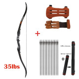 Archery 56" Takedown Hunting Recurve Bow Metal Riser Right Hand Black Longbow with carbon arrow and arrow quiver finger/armguard