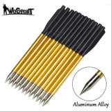 12Pcs Golden Aluminum Archery Arrow 6.2 inch Hunting Replacement Arrowheads for 50 lb/80 lb Crossbow Accurate Arrows Shooting
