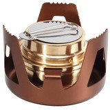 Heavy Duty Brass Alcoho Stove Burner with Aluminum Alloy Stand Lid for Outdoor Camping Hiking Backpacking Cooking Portable