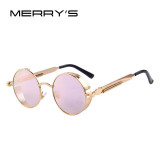 MERRY'S Vintage Women Steampunk Sunglasses Brand Design Round Sunglasses Oculos de sol UV400