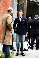 NYC BALLERS- Design Navy Blue Double Breasted Blazer,Sharpe with Jeans.