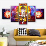 Modular Canvas Painting Wall Art Pictures 5 Pieces Hindu Lord Ganesha Living Room God Of Wisdom Poster