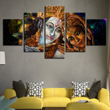 5 Pieces Hindu Myth Krishna Vishnu HD Canvas God Painting Living Room Modular Pictures Wall Art Posters