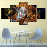 5 Pieces Hindu Myth Krishna Vishnu HD Canvas God Painting Living Room Modular Pictures Wall Art Posters